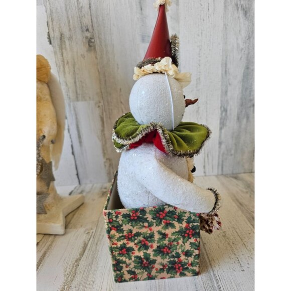 Bethany Lowe Snowman Jack in the box RARE vintage candy cane jester Xmas vintage